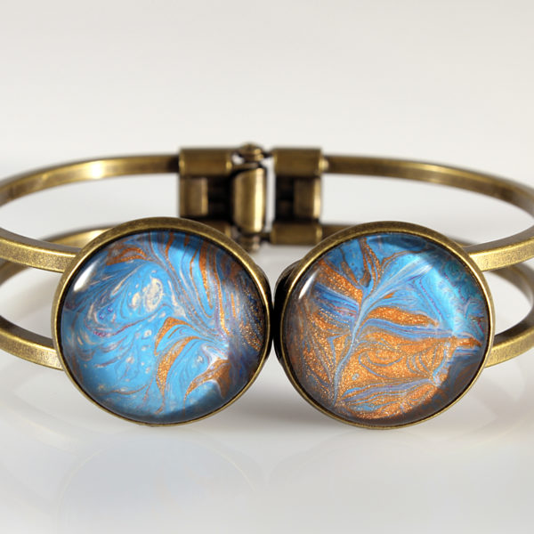 Hand-Painted Bracelets In Gun Metal Black and Bronze