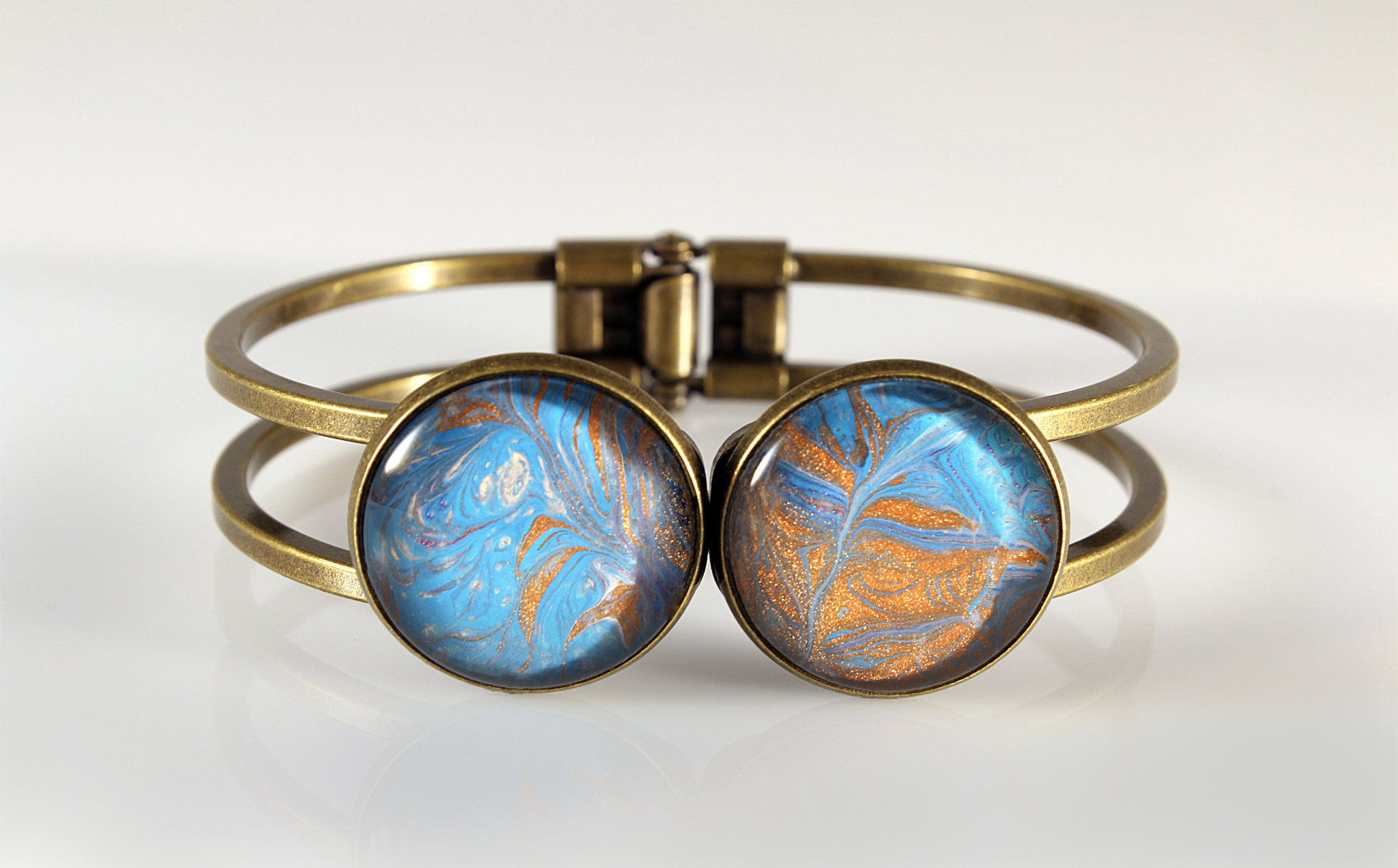 Hand-Painted Bracelets In Gun Metal Black and Bronze