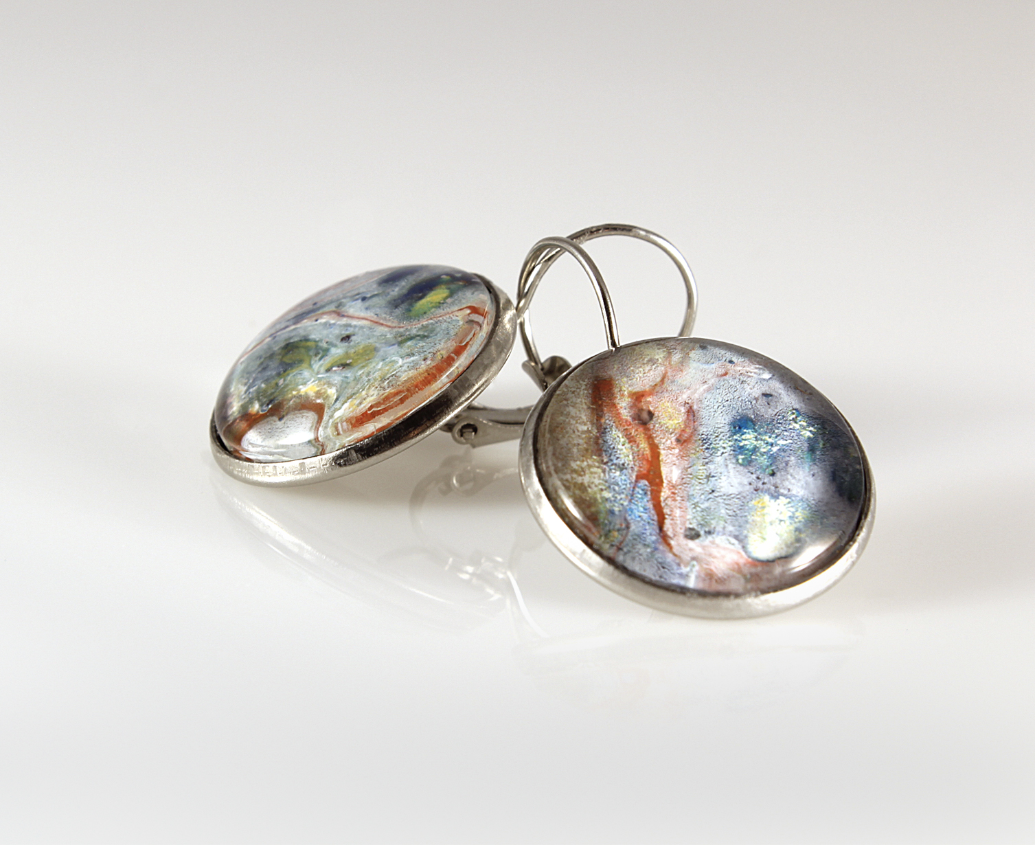 Painted Stainless Iron Studs & French Leverback Earrings